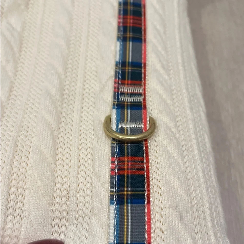 Cable knit Plaid PREPPY Dog Hoodie sweater harness vest adjustable Coat dog L